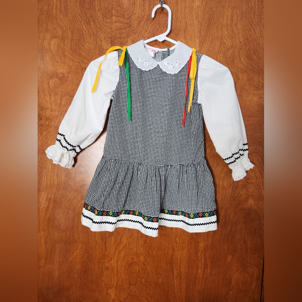 Vintage Rare 1980s Roanna Checkered Dress With Colored Ribbons
